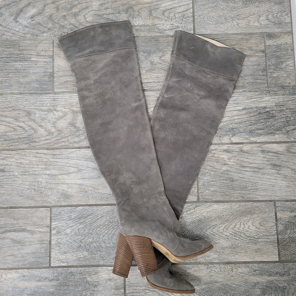 Club Monaco "Lisa" Grey Suede Over The Knee Boot
